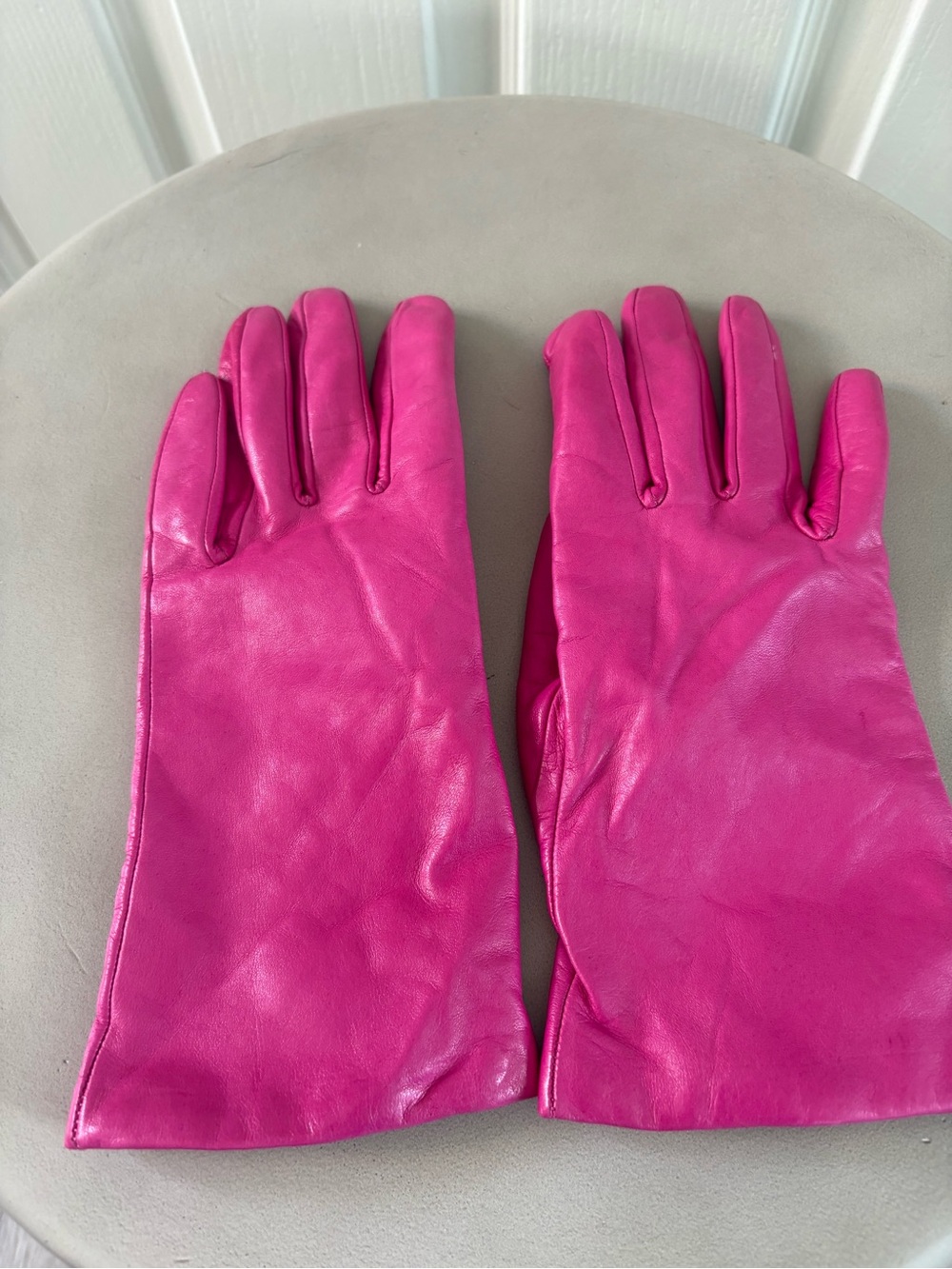 Vintage Pink Leather Gloves | Sz L | VGC